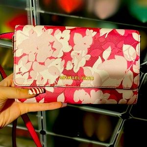 Stunning hot pink floral MK crossbody
